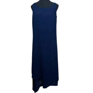 Joseph Ribkoff Womens 12 Asymmetrical Hem Layered Tank Dress True Navy